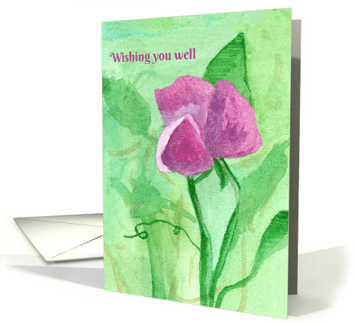 Wishing You Well Purple Sweet Pea Flower card (940354)