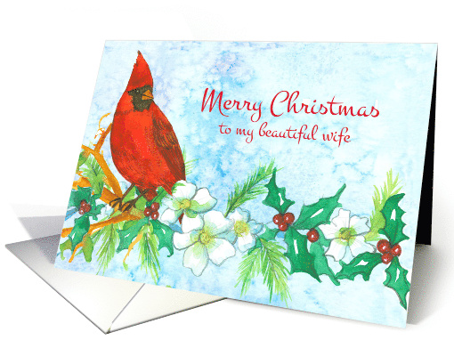Merry Christmas Beautiful Wife Cardinal Bird card (941496)