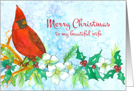 Merry Christmas Beautiful Wife Cardinal Bird card