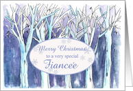 Merry Christmas Fiancee Winter Trees Landscape Painting card