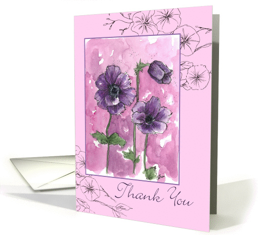 Thank you For the Gift Purple Anemone Botanical Flower... (95747)