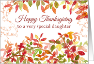 Happy Thanksgiving Daughter Autumn Leaves Watercolor card