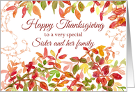 Happy Thanksgiving Sister and Family Autumn Leaves card