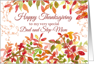 Happy Thanksgiving Dad and Step Mom Autumn Leaves card