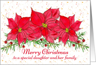 Merry Christmas Daughter and Family Poinsettias card