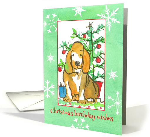 Christmas Birthday Wishes Hound Dog card (990777)