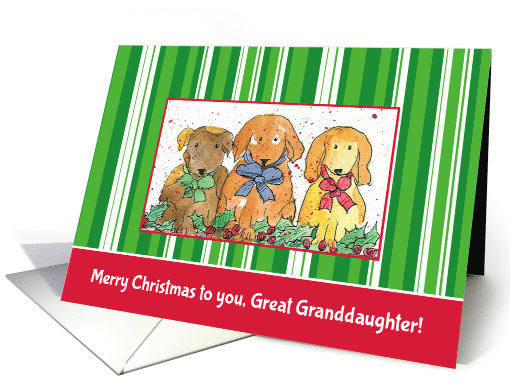 Merry Christmas Great Granddaughter Dogs card (990819)