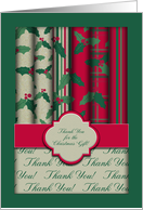 Thank You For The Christmas Gift! Wrapping Paper Rolls, Holly Green card