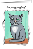 Purring Gray Cat, Get Well Soon Card, Cute Cartoon card