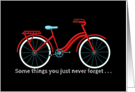 Thinking Of You, Retro Red Bicycle on Black Background card