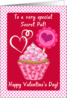 Happy Valentine’s Day Secret Pal! Pink Cupcake With Sprinkles card