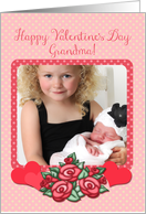 Happy Valentine’s Day Grandma, You Customize Photo Card, Pink Hearts card