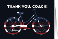 Thank You Coach! Bicycle Training, Red, White and Blue, Patriotic Bike card