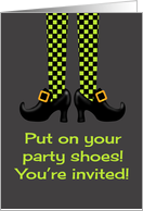 Put on your Party Shoes! Halloween Invitation, Whimsical Witch’s Legs card