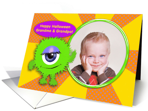 Happy Halloween Grandma & Grandpa! Cute Monster Photo card (1399480)