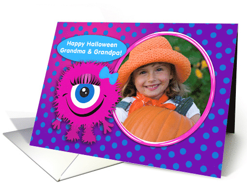 Happy Halloween Grandma & Grandpa! Cute Monster Photo card (1399484)
