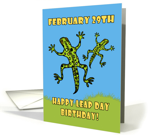 February 29th, Happy Leap Day Birthday! Funny Leaping Lizards card