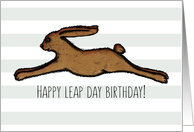 Happy Leap Day Birthday! Leaping Rabbit, Big Stripes card