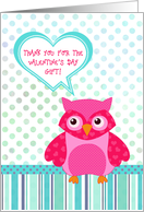 Thank You For the Valentine’s Day Gift, Pink Owl, Aqua Talk Bubble card