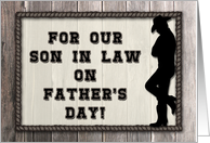 Son In Law, Rustic Wood Look, Cowboy Silhouette Father’s Day Card