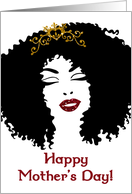 Happy Mother’s Day, African Woman Silhouette, Faux Gold Glitter Crown card