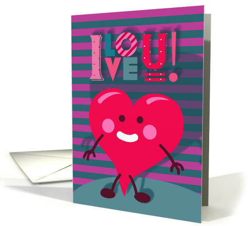 I Love U! Valentine's Day Card Cute Heart Shaped Character card