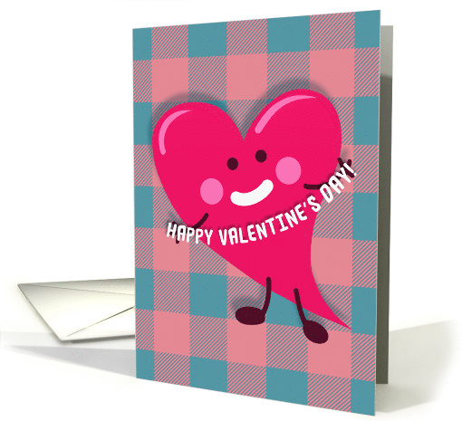 Happy Valentine's Day! Cute Heart Character, Pink & Aqua... (1507198)
