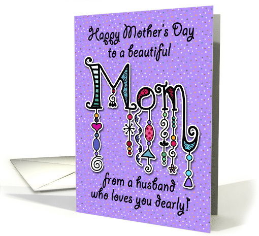 Happy Mother's Day From Husband Purple Dots and Decorative Beads card