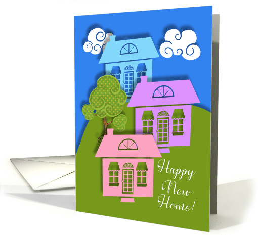 Happy New Home! Quaint Houses Paper Cut-outs Style card (1578212)
