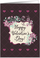 Happy Valentine’s Day! Pink Hearts and Flowers Boho Style card