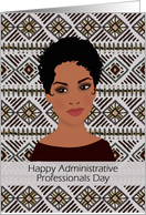 Happy Administrative Professionals Day Ethnic Woman Mud Cloth Pattern card