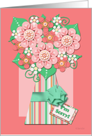 I’m Sorry Coral Flowers in Striped Vase card