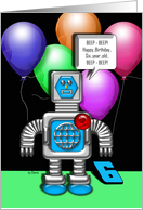 Happy Birthday Robot 6 Years card