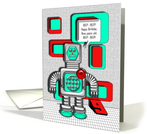 Happy Birthday Robot 9 Years Old card (609823)