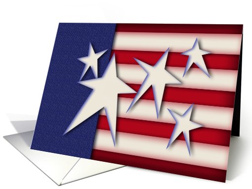 Patriotic Red White Blue Stars - Blank Note card (649284)