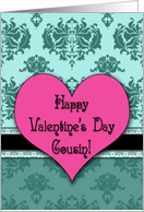 Happy Valentine’s Day Cousin! Damask card