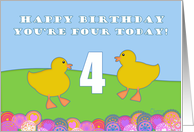 Happy Birthday You’reFour Today! YellowDuckling Farm Animals card
