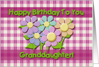 Happy Birthday To You Granddaughter Gingham Checks Flowers card