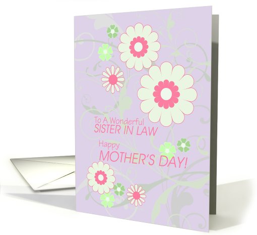 Happy Mother S Day To Sister In Law Pink Flowers Amp Green