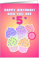 Happy 5th Birthday To a Sweet Girl, Colorful Cupcakes card