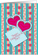 Happy Valentine’s Day! Vintage Hearts and Graph Paper card