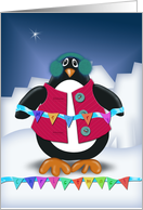 Whimsical Penguin Merry Christmas! Bunting card