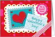 Happy Valentine’s Day To Niece, Gingham Check Ribbon card