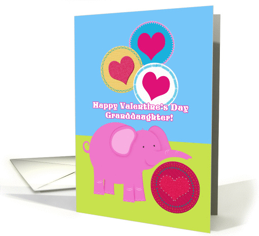 Happy Valentine's Day Granddaughter! Pink Elephant Heart Circles card