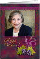 Happy Passover, Wine Goblets, Grapes, Photo Card
