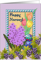 Happy Norooz Persian New Year Purple Grapes Spring Flowers card