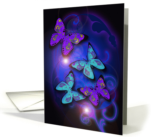 Paisley Fantasy Butterflies, Fae, Any Occasion, Blank Inside Note card