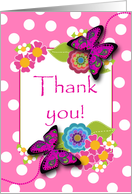 Thank You For Your Help and Support , Dots, Butterflies, Flowers card