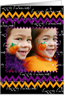 Happy Halloween Fun Photo Frame You Customize Chevron Stripes card