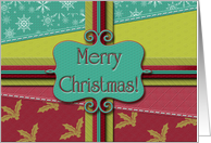 Merry Christmas! Present, Package, Fabric Stitches Look card
